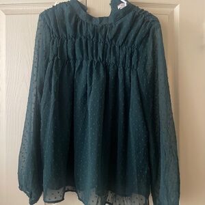 Green sheer blouse
